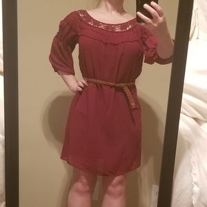 Deep red shift dress
